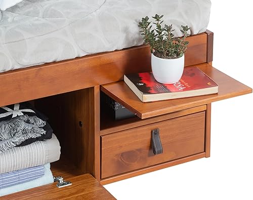 Miniatura 18 de memomad Bali - Cama de plataforma de almacenamiento con cajones (tamaño King, madera marrón caramelo) Caramelo,Roble,Blanco