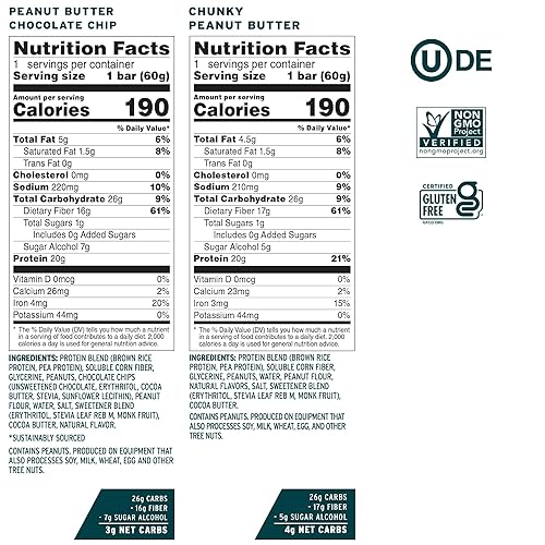Miniatura 3 de No Cow Barras altas en proteínas 071oz más proteína vegana a base de plantas aptas para ceto bajas en azúcar bajas en carbohidratos bajas en