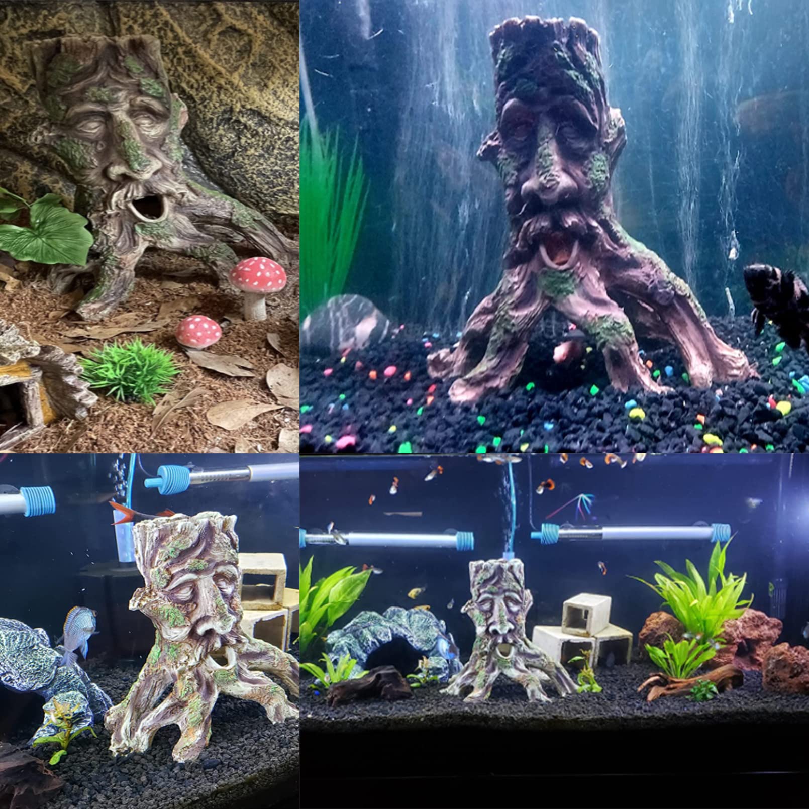 Tfwadmx Grand aquarium en bois flotté en décomposition tronc terrarium en résine creuse arbre racine bûche ornement décoration d'aquarium cachettes escalade accessoires pour barbu, dragon, serpent