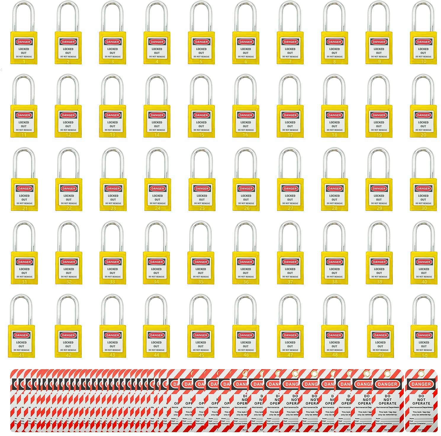 Buy SAFBY 50 Keyed Different Lockout Tagout Locks with 50 Lock Out Tag
