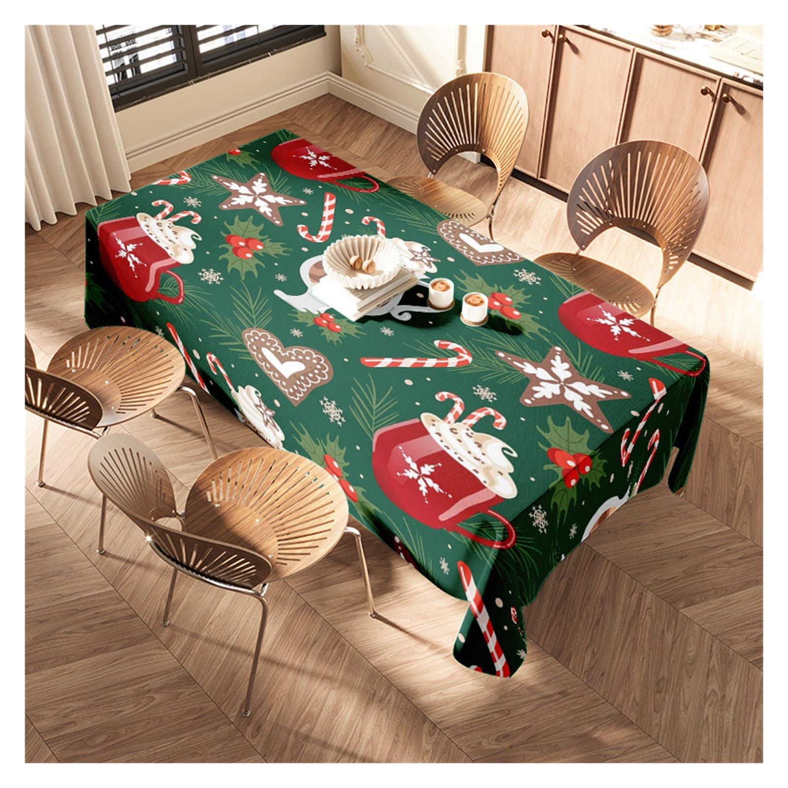 Mantel Navideño Mantel navideño a Cuadros Rojos, Blancos y Verdes for cenas navideñas, decoración de Cocina Invierno, del hogar, Tela Estampada(160X240CM)