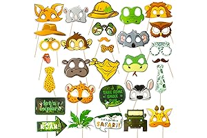 HOWAF 30-Piece Jungle Safari Animal Photo Props Kit