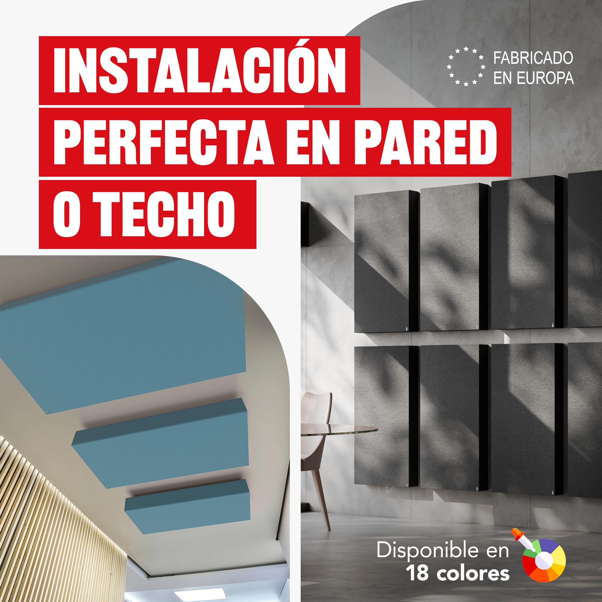 Addictive Sound Panel Acústico Pared Premium, panel acústico calidad de estudio con lana acústica, Clase B de absorción, producido en la UE, kit pared/techo, 50x50x6 cm, 2.5 kg, Antracita