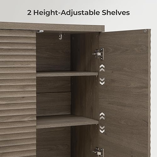 Vista 5 de SICOTAS Buffet Cabinet with Storage Accent Sideboard Modern Credenza with Doors & Shelves Fluted Media Console Mid Century Coffee Bar Table for