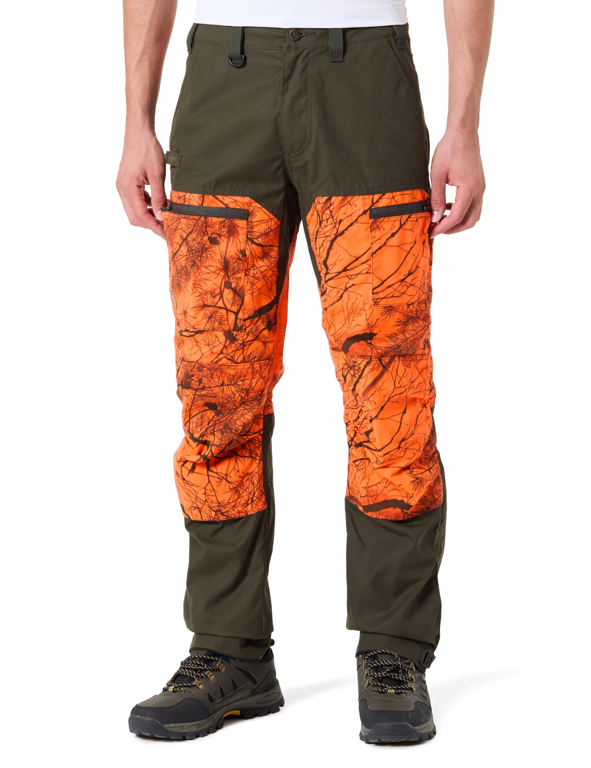 FJALLRAVEN 12200183-662-261 Drev Hybrid Trousers M Pants Men's Deep Forest-Orange Multi Camo Size 48/R