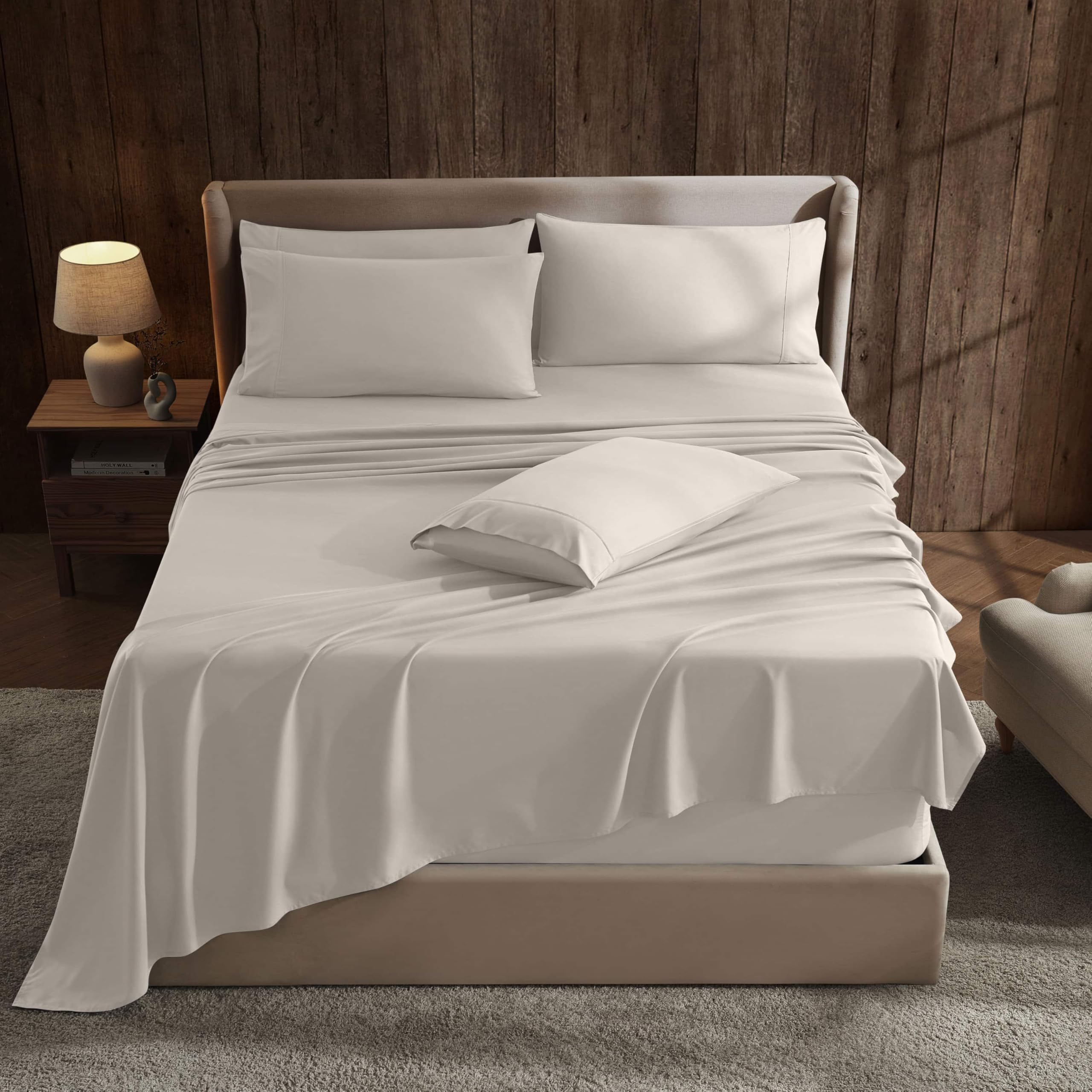 Hearth Harbor Extra Deep Pocket Sheet Sets Luxury Soft 6 Piece Bed Sheet Set Fits Mattress 18-24 Inches