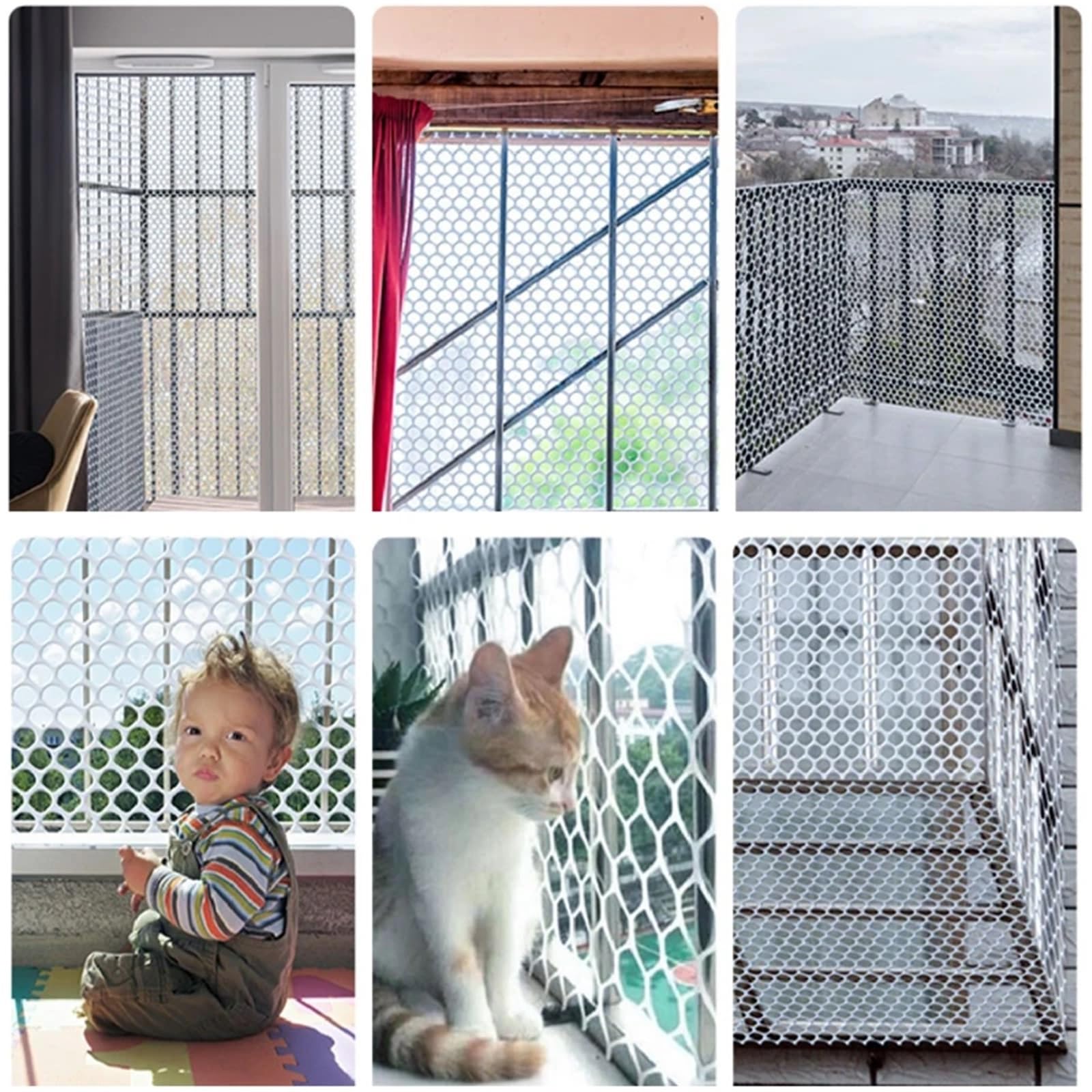 Rete di sicurezza per gatti da balcone, 1 m, rete anti-caduta per giardino, finestra e irs, rete di protezione per bambini, spessore 5 mm, 1 x 4 m, bianca e sicura