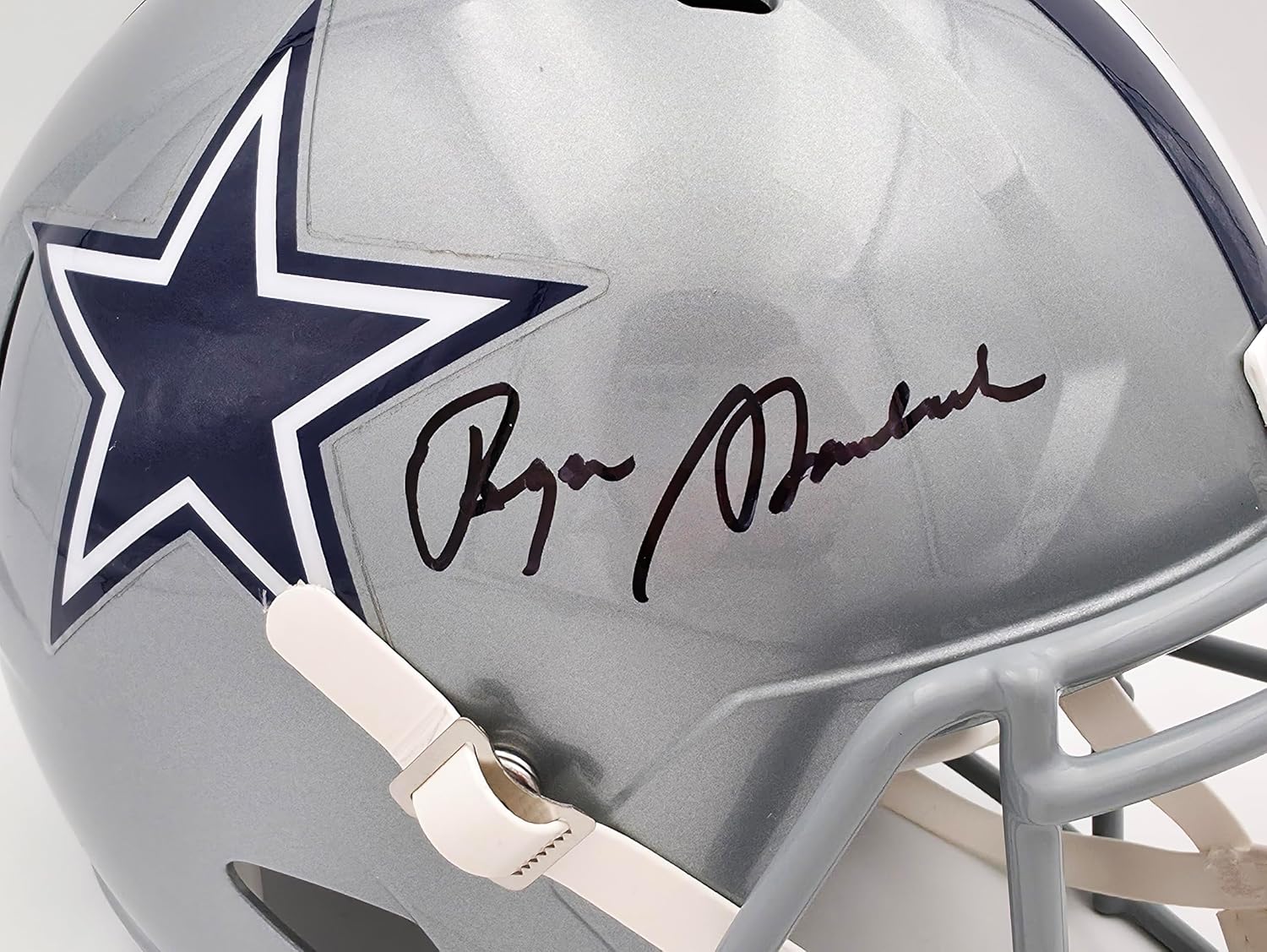 Roger S.t.a.u.bach Autographed Silver Full Size Speed Replica Football Helmet Beckett BAS Witness Stock #238802