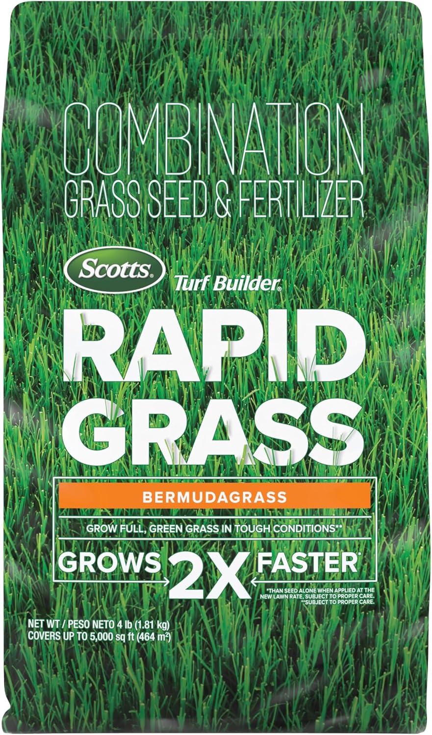 Scotts Turf Builder Rapid Grass Bermudagrass - Combination Seed and Fertilizer, 4 lbs., Covers Up to 5,000 sq. ft.