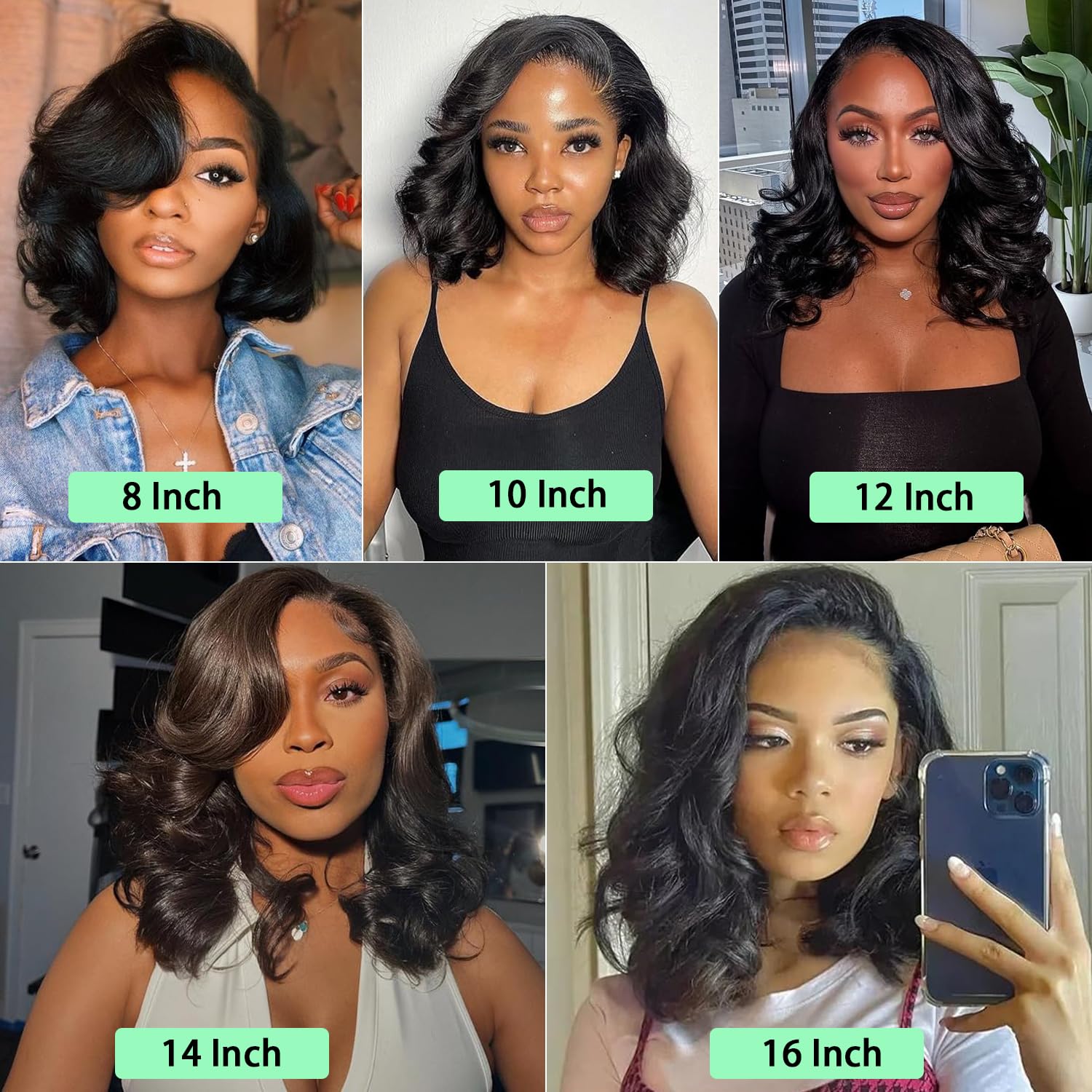 8 inch lace front human hair body wave Bob. Short Body Wave Bob Wig Virgin Human Hair 13X4 Lace Front  main image 2