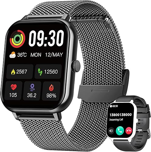 Reloj inteligente para mujer con rastreador de ejercicios reloj inteligente de llamadas Bluetooth de 1.83 pulgadas con monitor de presión arterial