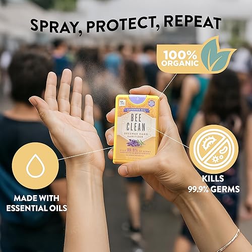 Miniatura 4 de Organic Beeswax Hand Sanitizer Spray - 4-Pack (Lavender Oil), Travel Size Mist Spray with Organic Ethyl Alcohol, Moisturizing and Refreshing with