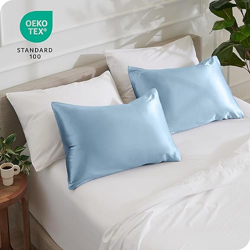 Miniatura 7 de Bare Home Fundas de almohada de satén para cabello y piel - Paquete de 2 estándar (20"x26") - Fundas de almohada de lujo - Cierre de sobre - Satén