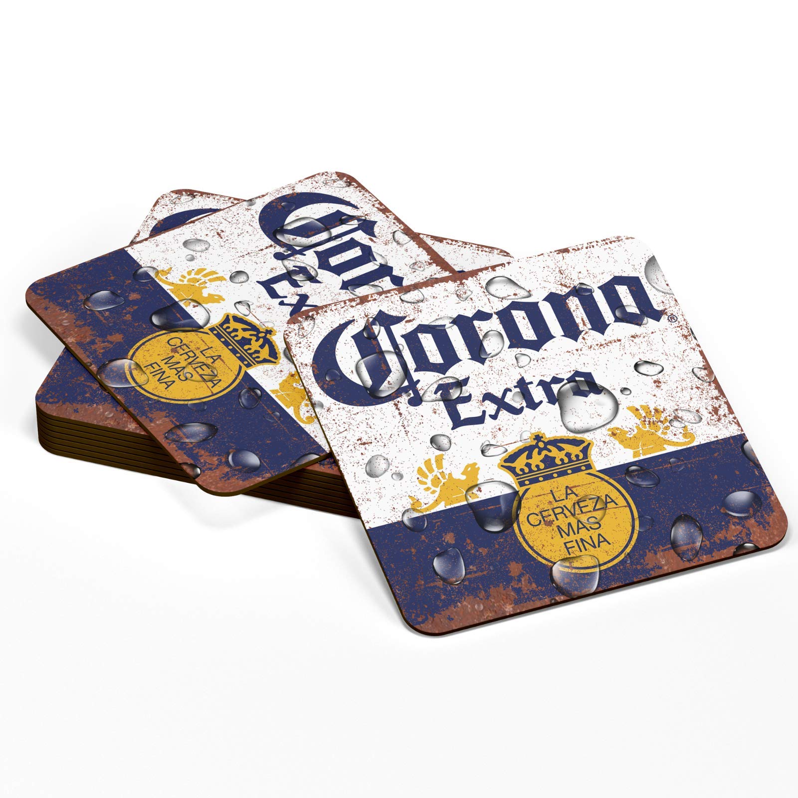 SIGNS 2 ALL - Two CORONA EXTRA Wooden Coasters Mancave Vintage Retro Wood Bar Pub Wall Round Coaster