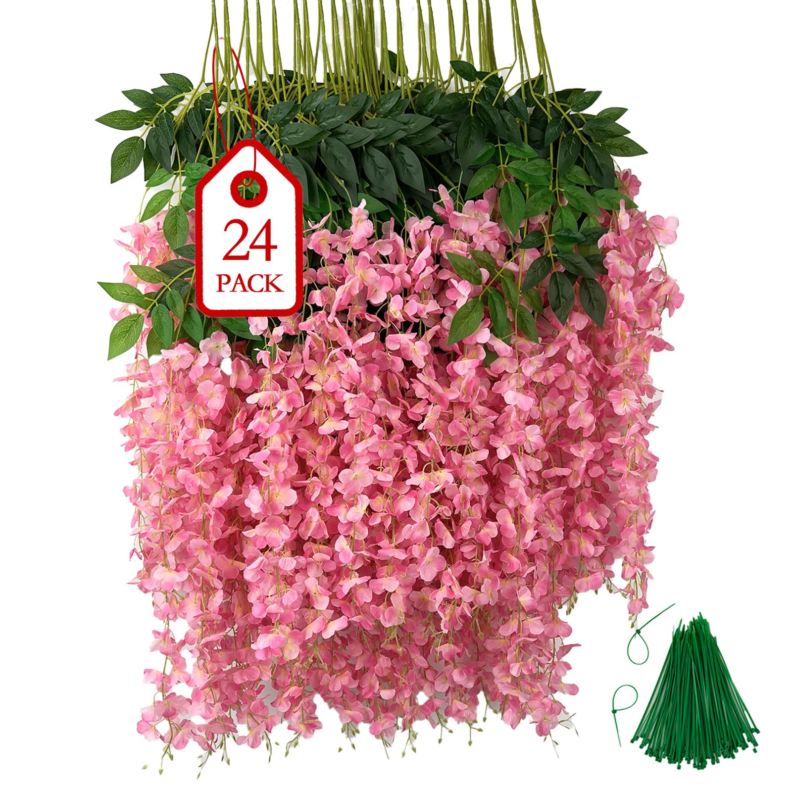 BIRDDIE 24 Pièces Fleur Artificielle Deco Glycine Fleurs Artificielles Tombante pour Décoration du Mariage Fête Jardin