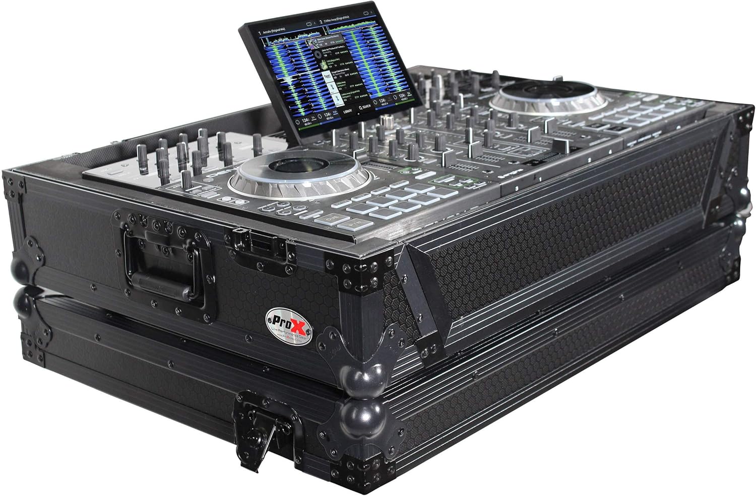 ProX XS-PRIME4 WBL ATA Flight Case For Denon PRIME 4 DJ Controller with 1U Rack Space and Wheels Hard Road Gig Ready Cases