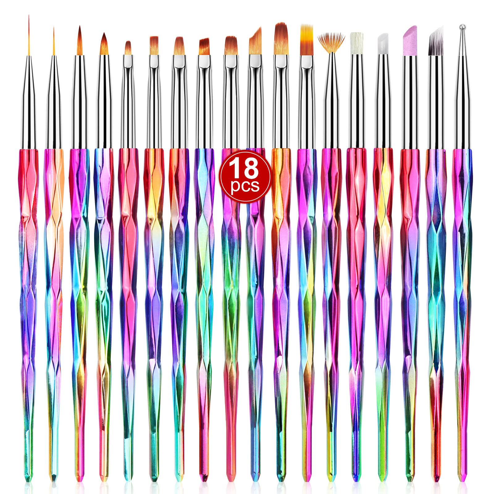 Saviland 18pcs Nail Art Brush Set - Professional Nail Art Design Brushes Nail Brushes for Gel Polish Nail Art Brush, Nail Art Liner Brush, Nail Sculpture Pen for DIY Manicure Tools, French Nails…
