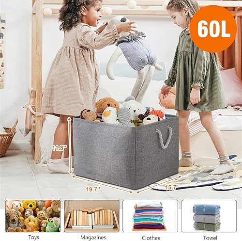 Miniatura 2 de VAN CADENE Cestas grandes de almacenamiento para organizar el paquete de 3  Contenedores de almacenamiento de ropa con cierre de cordón