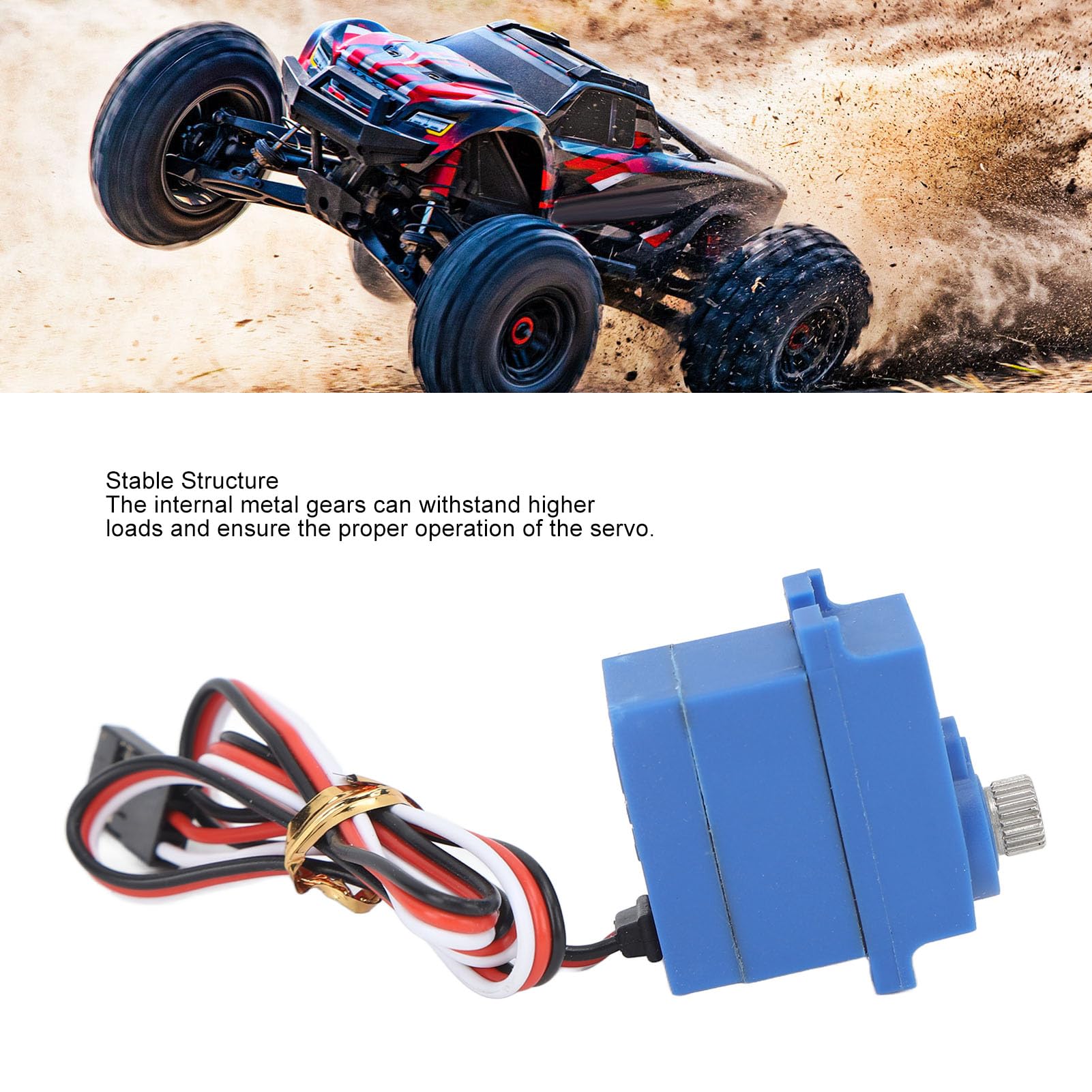 VGEBY Servo RC, Servo Impermeabile Sterzo a Ingranaggi in Metallo a 3 Fili Adatto per 1/18 4M