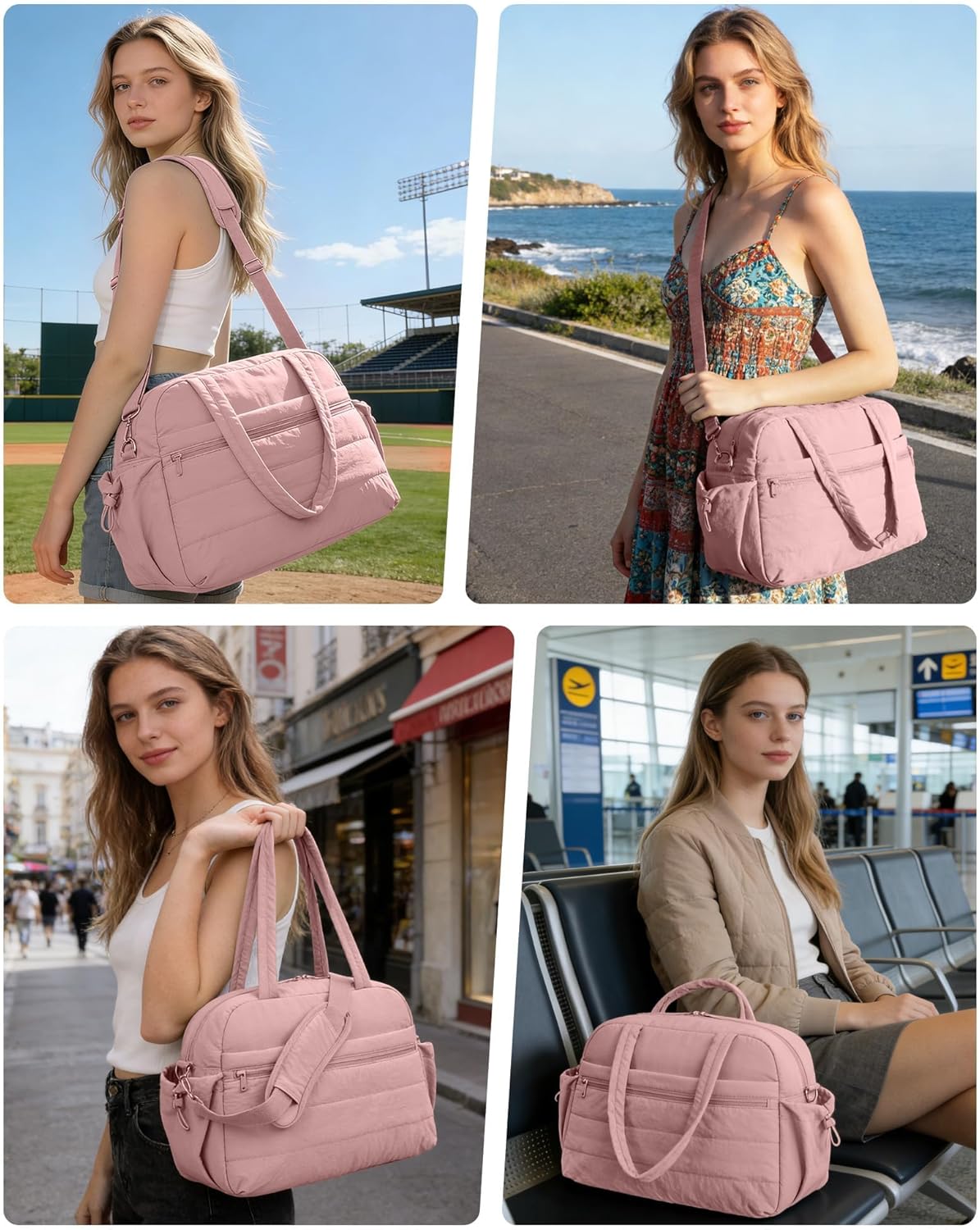 Urbanstand Gym Bag for Women, Lightweight Duffle Bag for Travel with Wet Pocket, TSA Friendly Carry On Duffel Bag for Weekender, Sports, Work, Yoga, Fitness - Pink