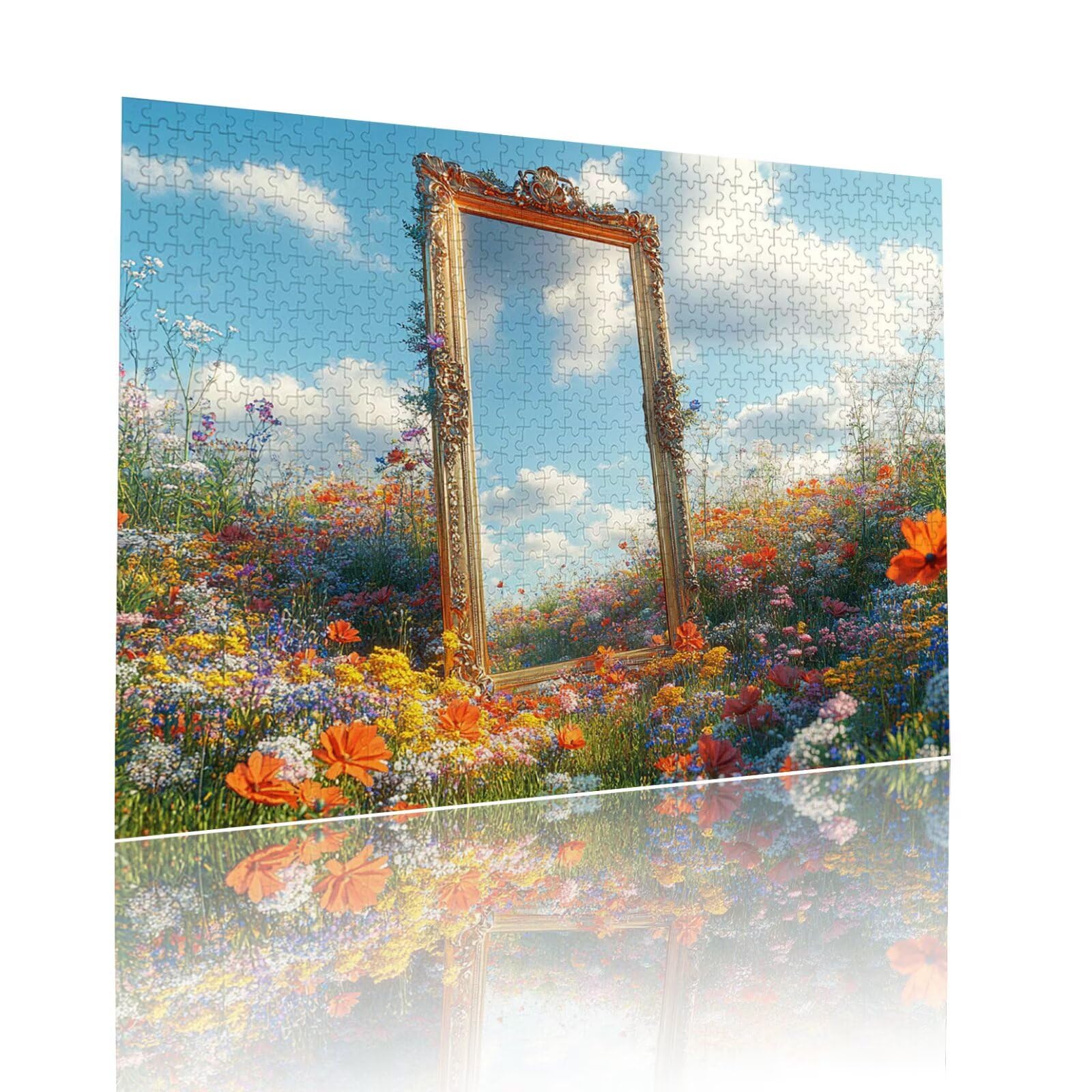 Puzzle z lustrem, dla dorosłych, dzieci, 3000 elementów, imponujące, klasyczne puzzle, ciężkie kwiaty od 8, 9, 10 lat, dla dziewcząt i chłopców, sztuka Jigsaw Educa, do dekoracji i prezentów, 81 x 122