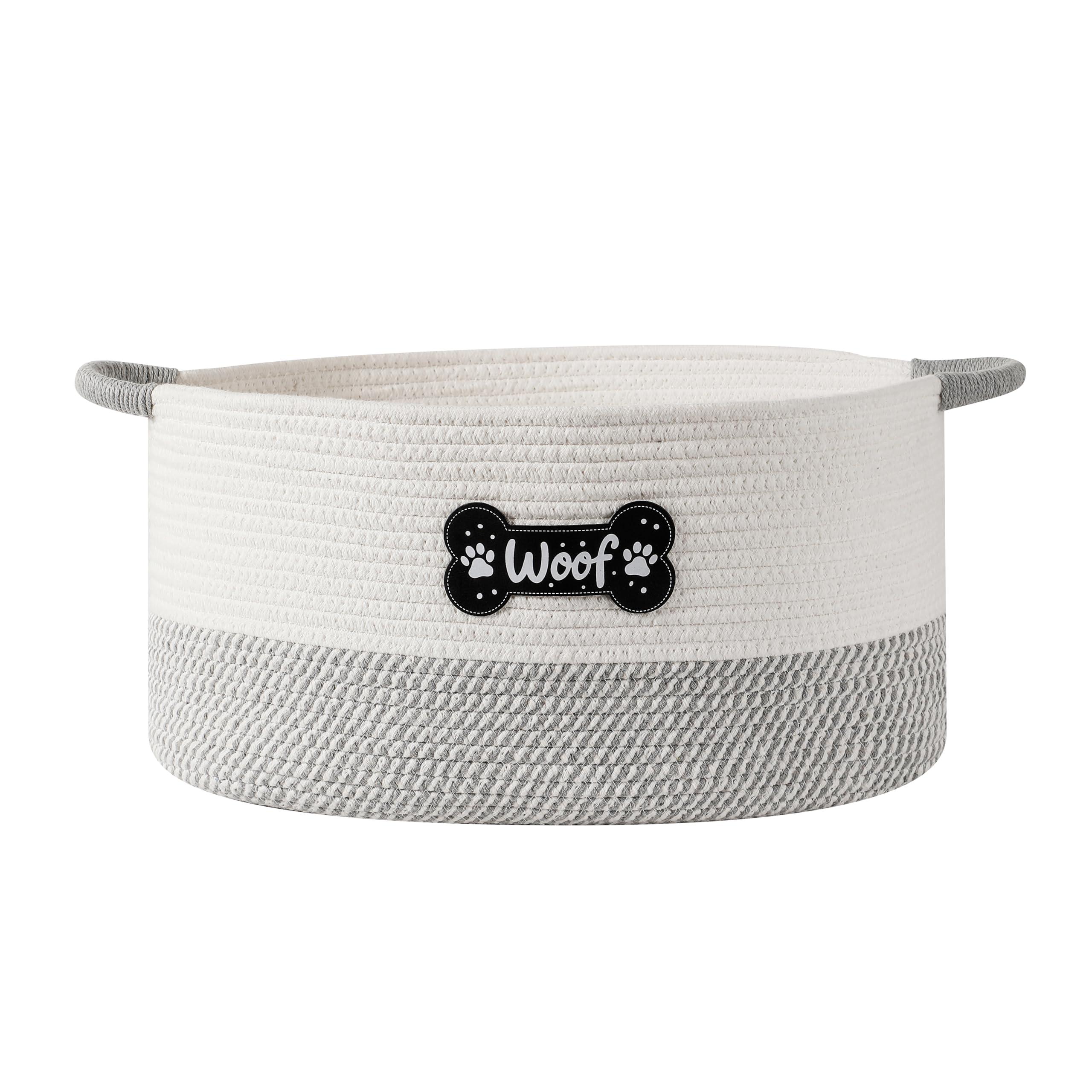 Tidelit Large Dog Toy Basket Box Bin, Woven Storage Baskets for Dog Cat, Cotton Rope Toys Storage Basket for Dogs Cats Bed Toys Accessories Organizer With Handles for All Pets-Puppies to Large (Grey)