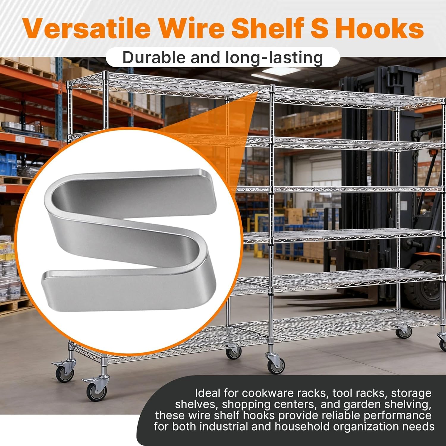 32 Pack Connecting S Hook for Wire Shelf System,Wire Shelf S Hooks - Heavy Duty 304 Stainless Steel - for Warehouses Shopping Malls Garden Places