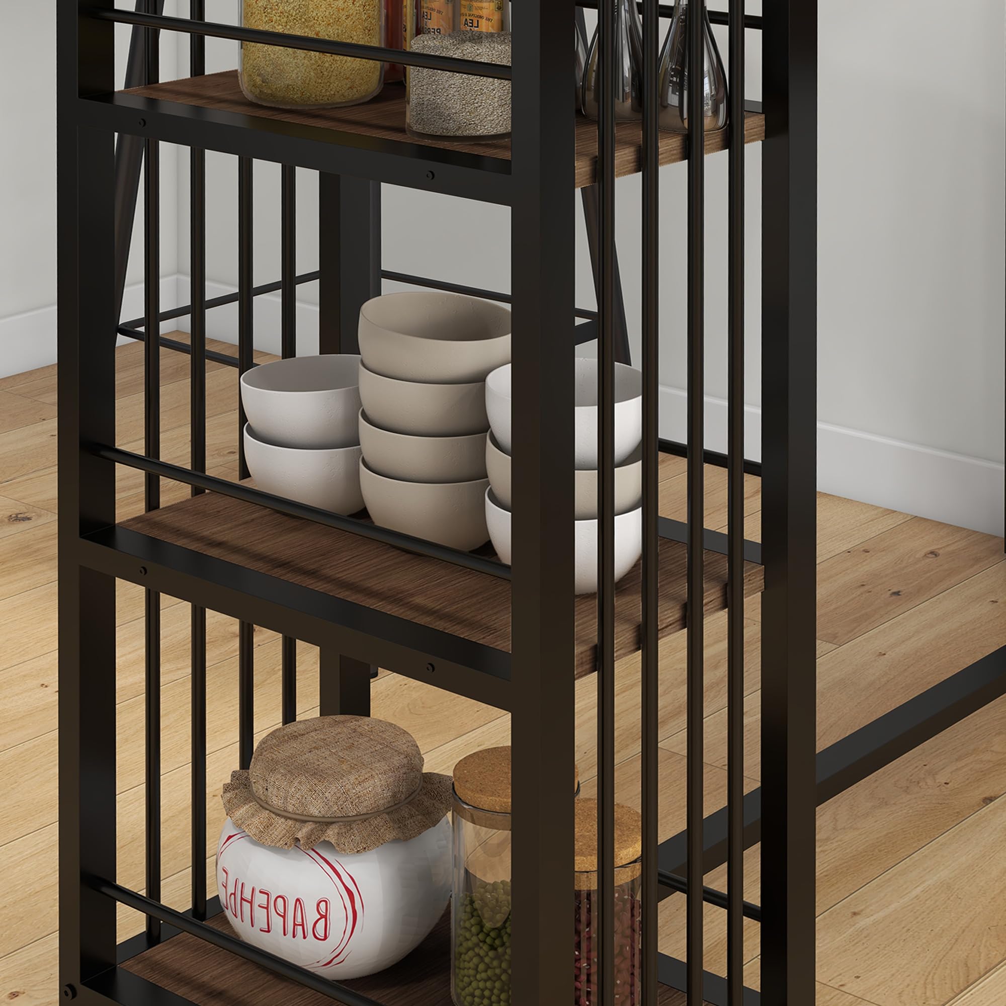 HOMCOM Table de Bar Table Haute de Cuisine Mange-Debout avec étagères - 120 x 40 x 105 cm - piètement Acier Noir Marron