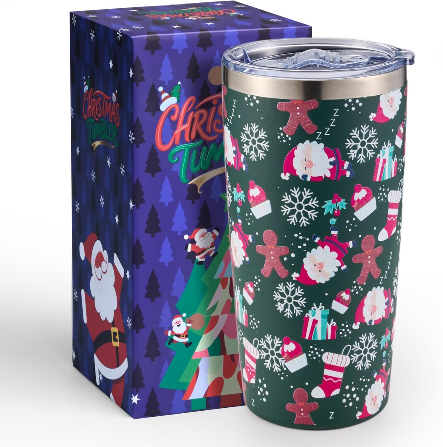 Lovydro 20 oz Christmas Tumbler with Lid, Vacuum Insulated Stainless Steel Travel Mug, Double Wall Insulated Xmas Coffee Tumbler Cups, Christmas Gifts for Women, Men