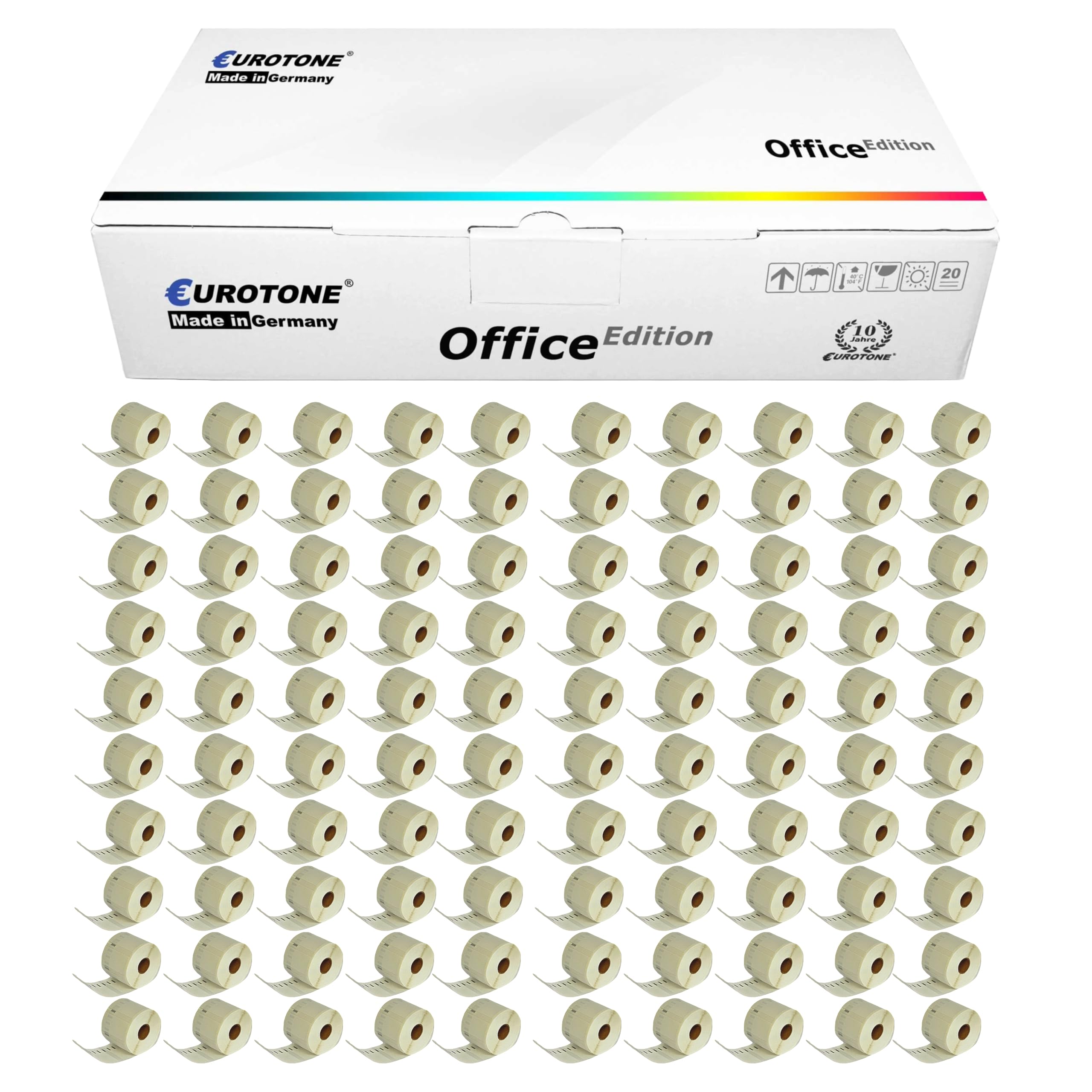 Eurotone 11354 - 100 rotoli di etichette compatibili con stampanti Dymo LabelWriter & Seiko (57 mm x 32 mm) (fino a 1000 pezzi)