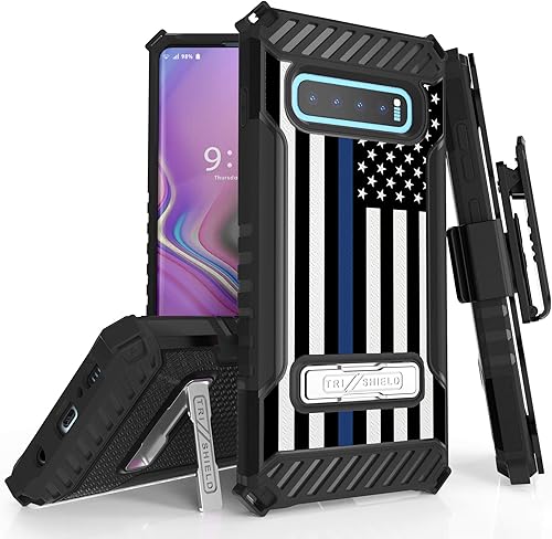 Beyond Cell Serie Trishield compatible con funda S10+, cubierta resistente de grado militar + soporte de metal + funda de clip para cinturón - disponible en Yaxa Mexico