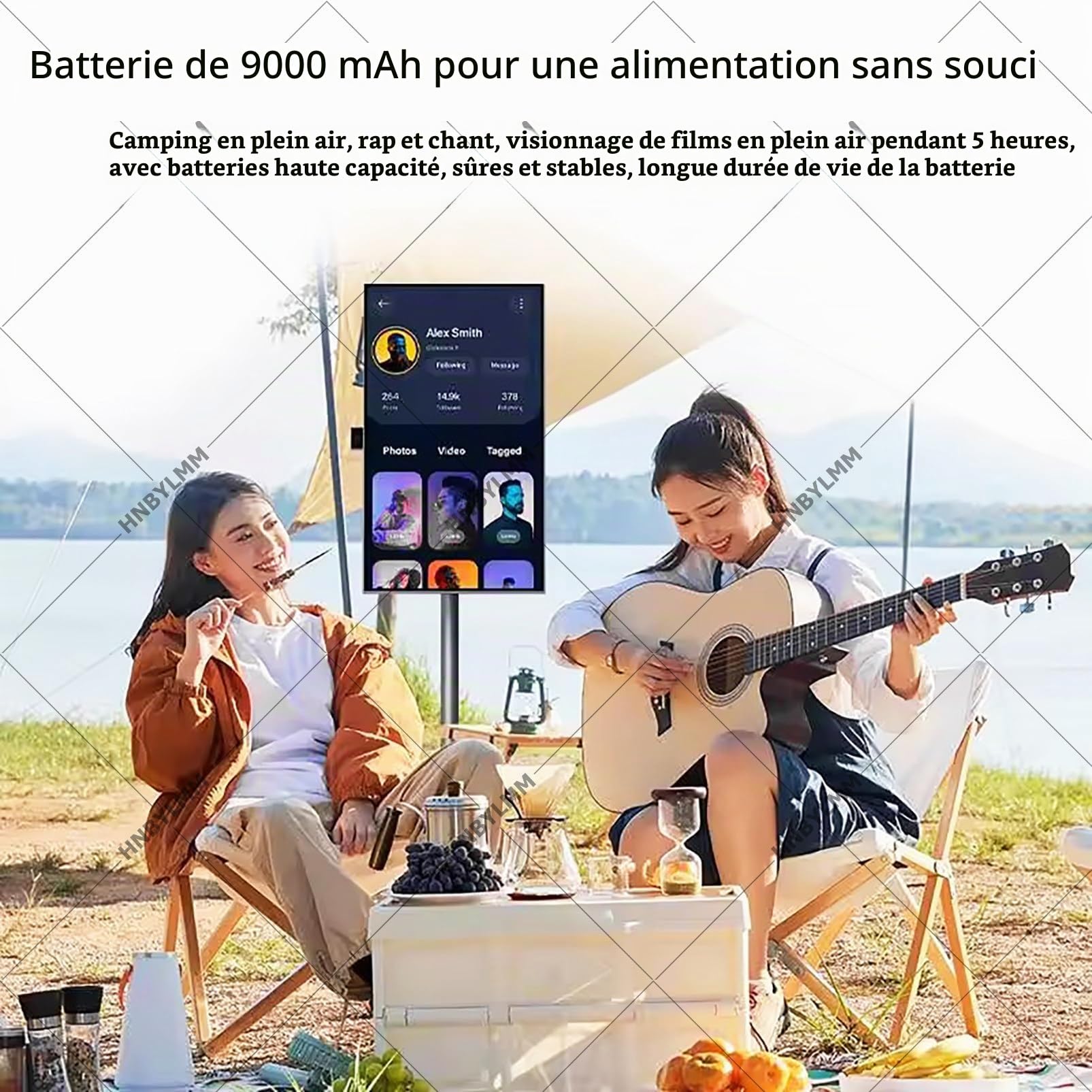 Téléviseur Portable 27", écran Tactile HD 1080p sur roulettes, Tablette TV sur Pied avec Android 15, 6 Go + 128 Go, Wi-FI 2,4/5 GHz, Bluetooth 5.0, pour la Maison, Les Camping-Cars Grey