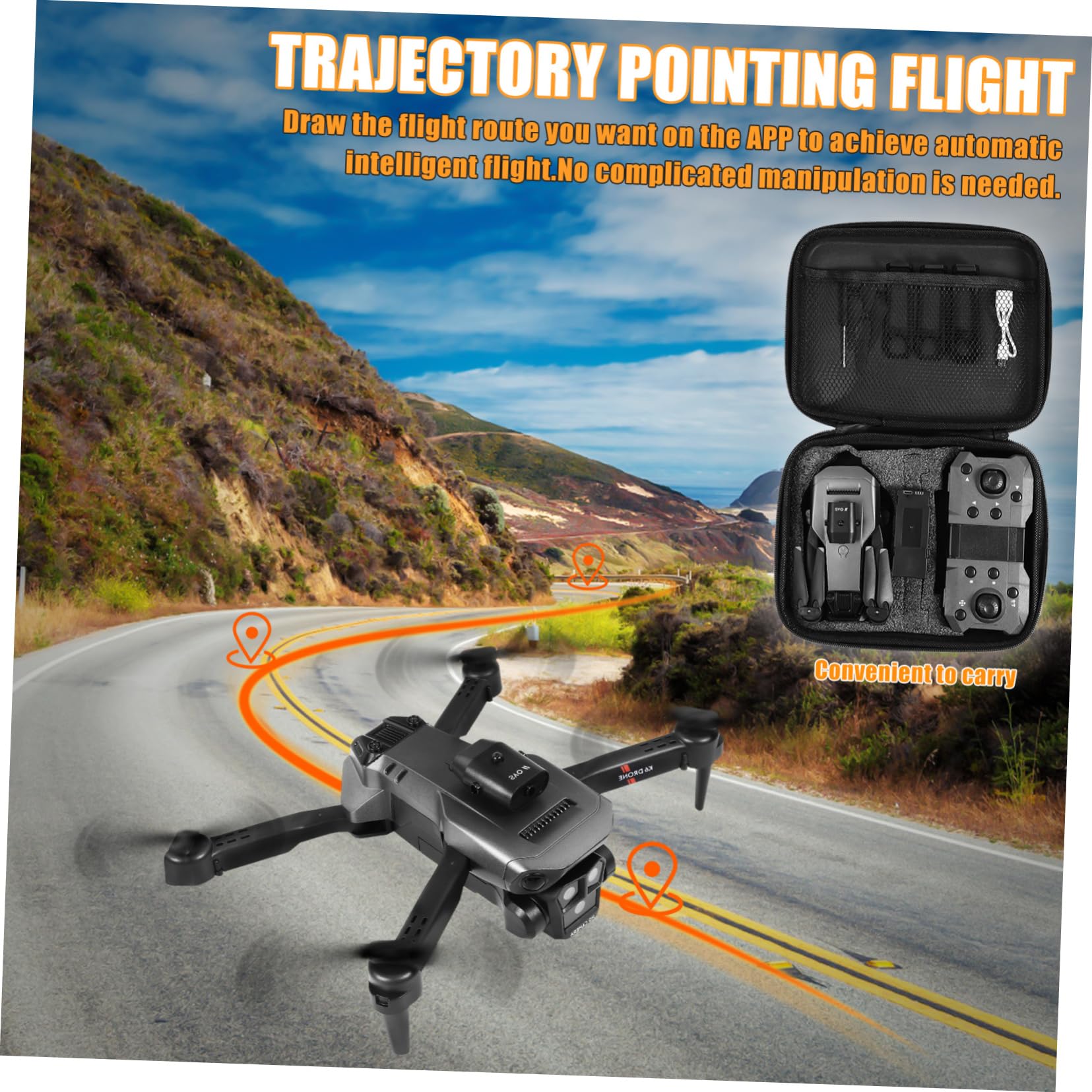 Holibanna Dron Plegable para Adultos con Triple Cámara Hd, Lente Ajustable 150°, Batería Doble y Control Remoto de Largo Alcance