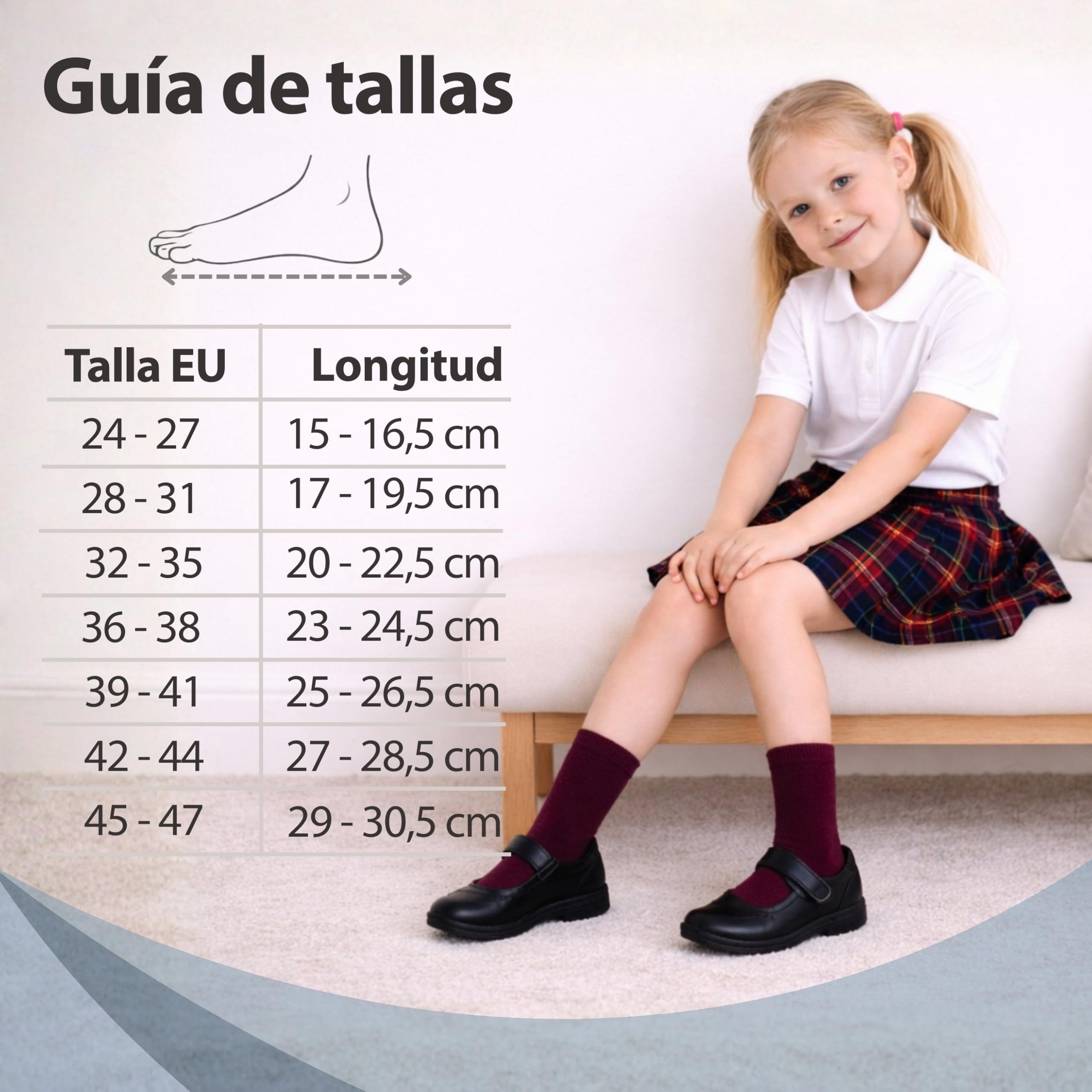 bisoo SET de 5 Pares de Calcetines Escolares de Algodon con Certificado Oeko-Tex para Uniforme Colegio - Elige tu Talla y Color — view 6