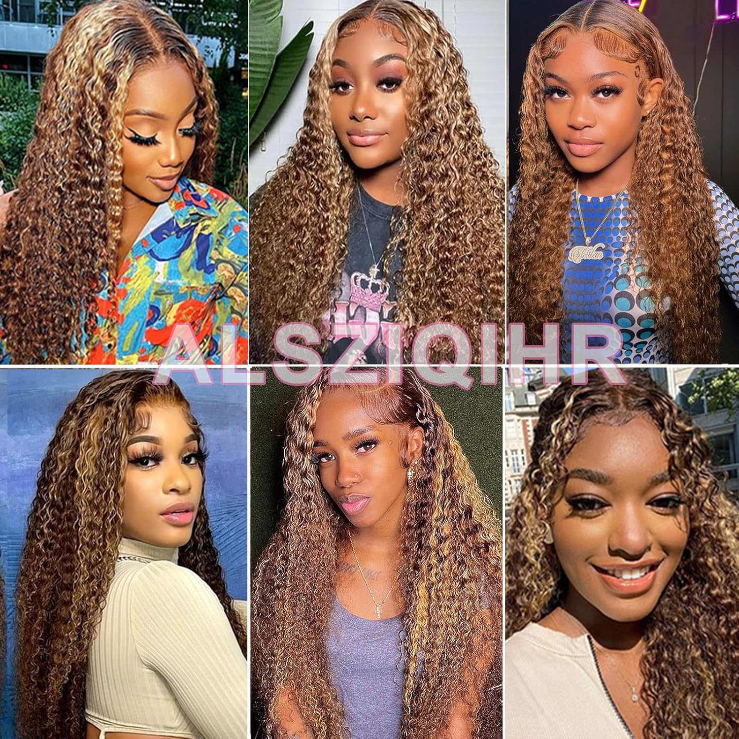 Ombre Highlight 13X4 Water Wave Lace Front Wigs Human Hair HD Transparent Lace Frontal Wigs 4/27 Pre Plucked 210% Density Glueless Wig for Women28inch