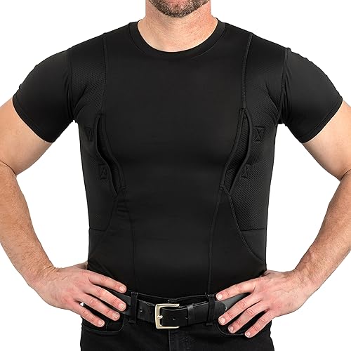 Miniatura 8 de Camisa con funda de transporte oculta  Bolsillo seguro de velcro con gran almacenamiento  Hombres Crew