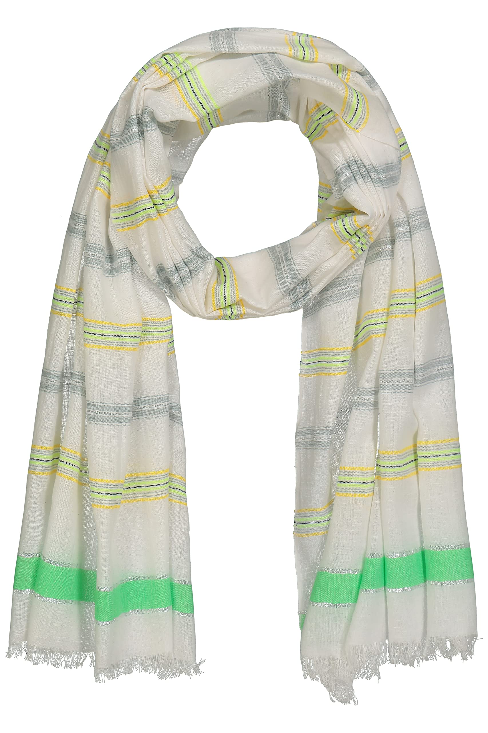 Ulla Popken Damen große Größen Übergrößen Plus Size Schal, Streifen, Glitzer-Effekt, Fransen 819977