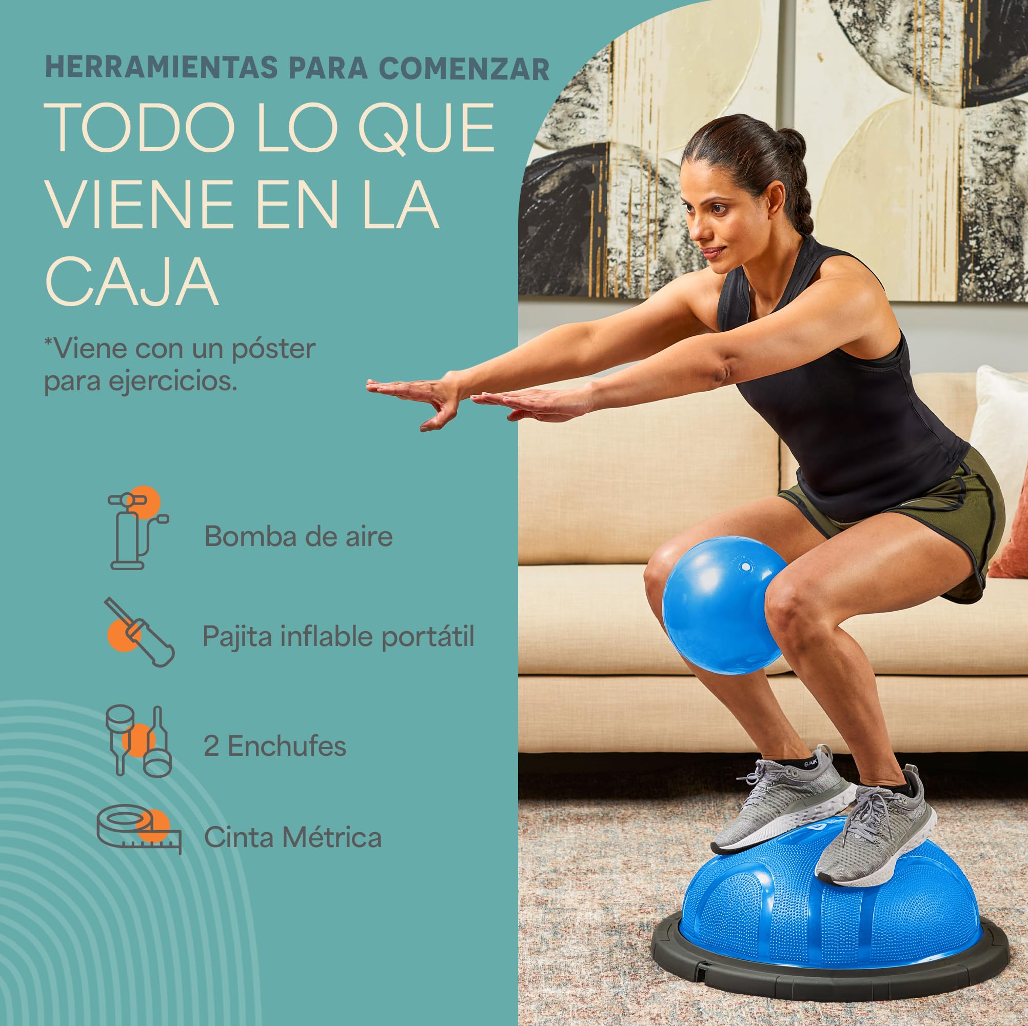 LifePro - Entrenador de pelota de ejercicio medio – Pelota de equilibrio para ejercicio – Entrenador de pelota de equilibrio – Pelota de estabilidad para ejercicio, entrenamiento de cuerpo completo –