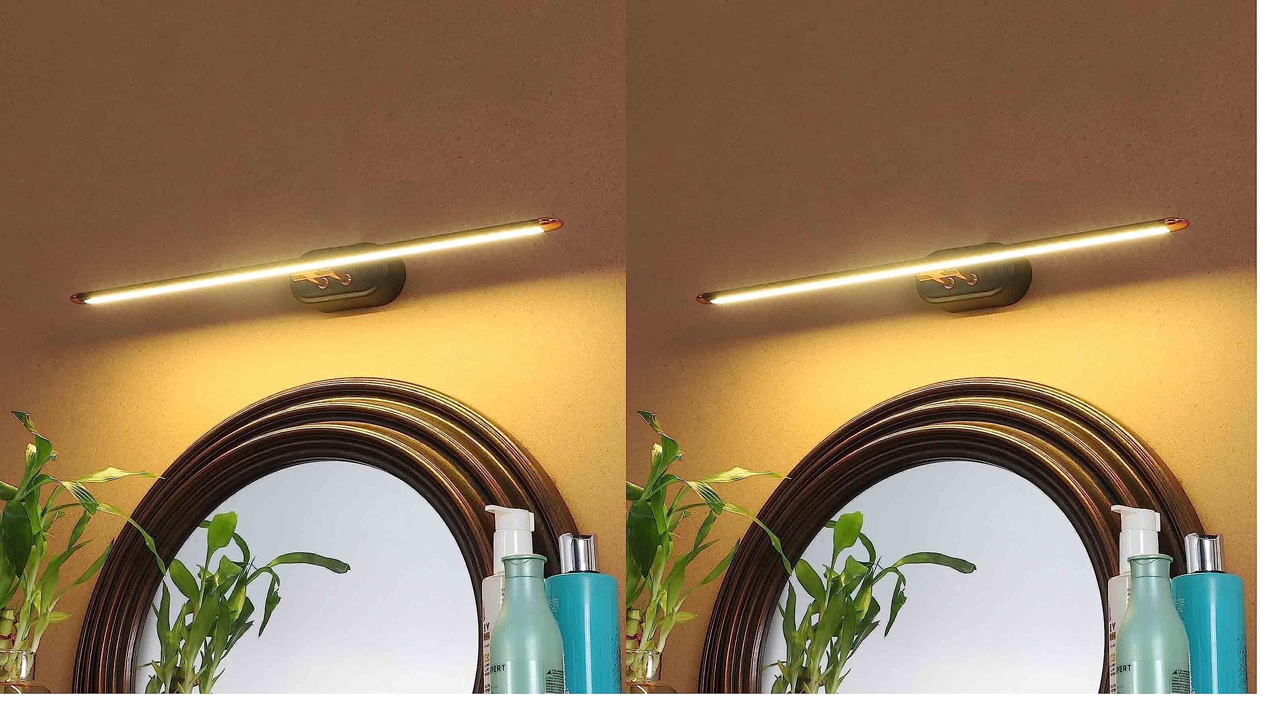 Desidiya 6W 3-in-1 Color Changing Black Rose Gold Finish LED Mirror Picture Wall Light,Bathroom Vanity Led Mirror Light with 2 Year Warranty (Cool White/Warm White/Natural White)-Pack of 2