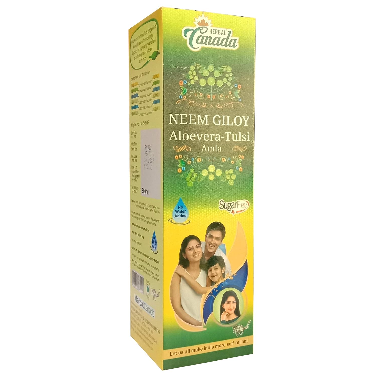 HERBAL CANADA NEEM GILOY ALOVERA TULSIAMLA 500ML. GOOD FOR SKIN