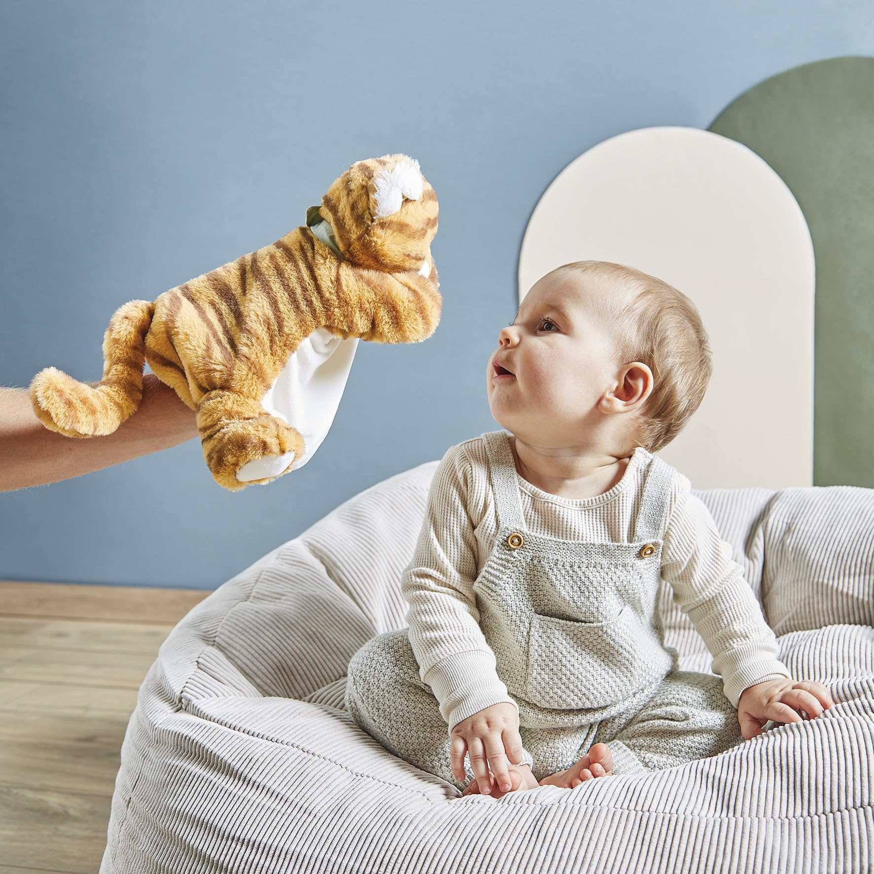 Kaloo - Les Amis - Papaye The Tiger Puppet kołdra dla niemowląt - 24 cm - ultramiękki materiał - 0 miesięcy +, K224005