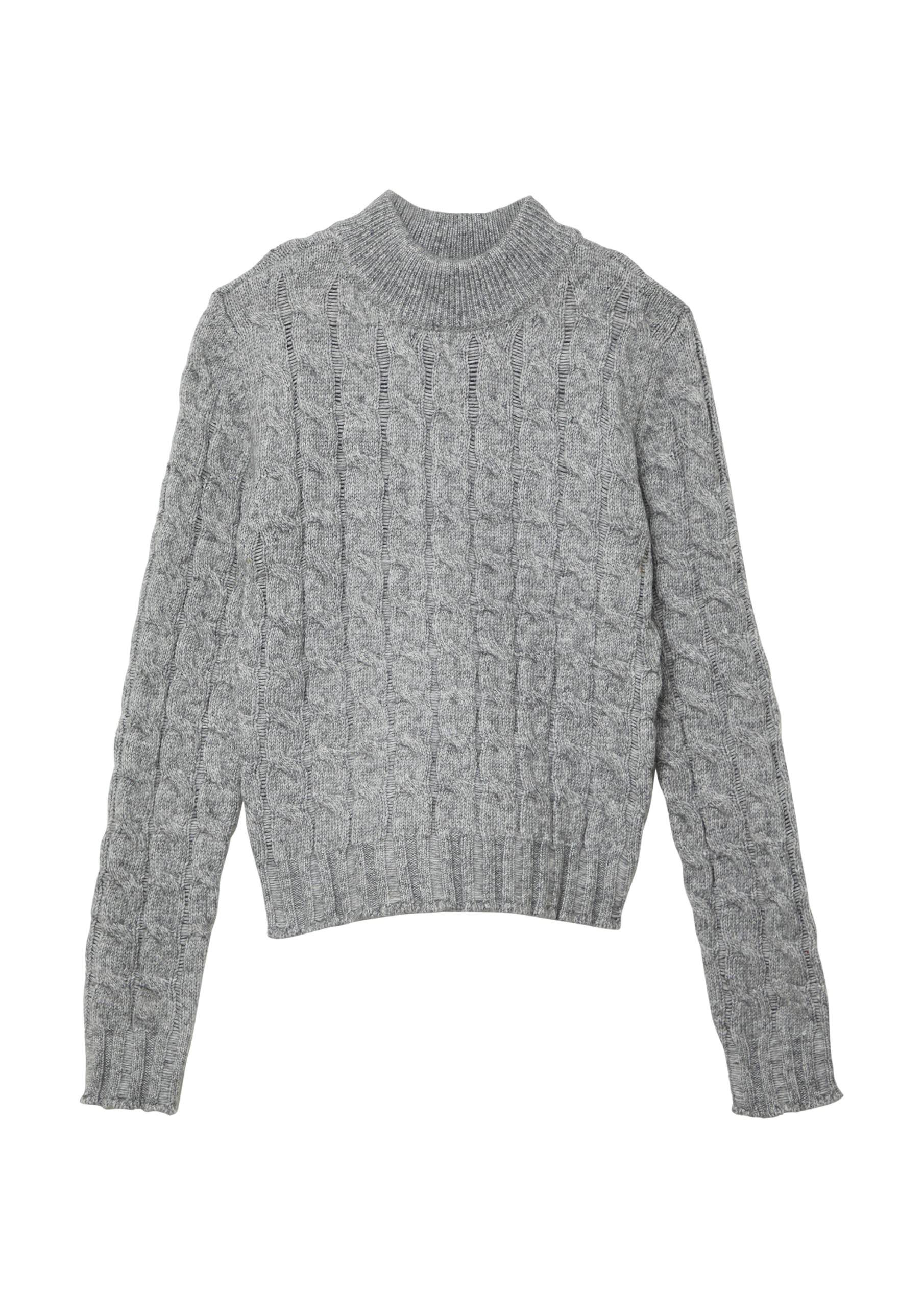 s.Oliver Schmaler Strickpullover mit Zopfmuster und Stehkragen