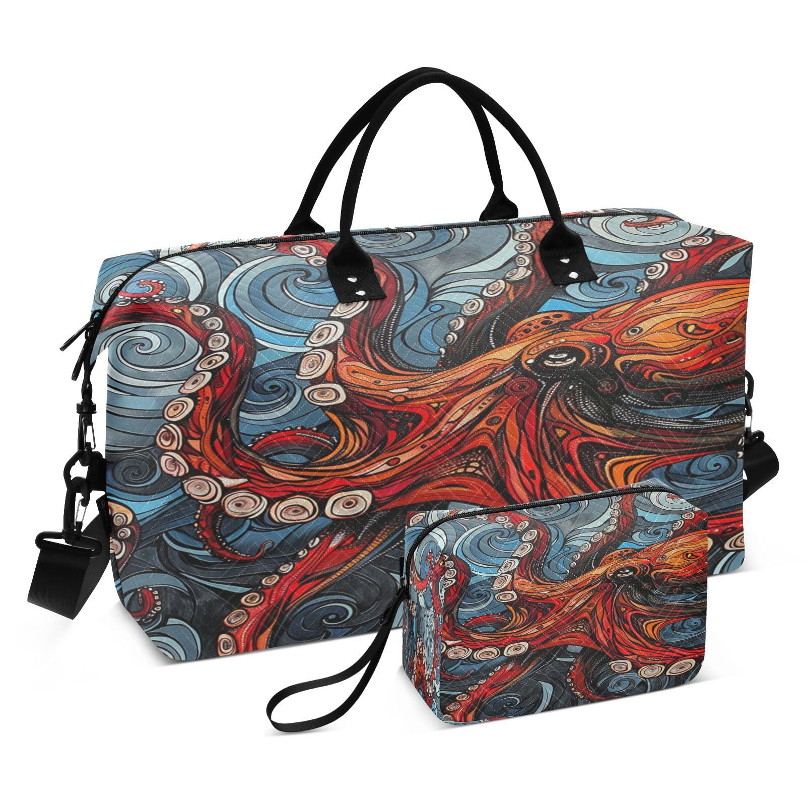 Roter Ozean Marine Ozean Sporttasche Handtasche mit Make-up Aufbewahrungstasche Badetasche für Reisen Mädchen Männer