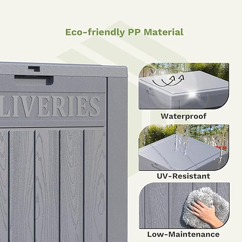 Vista 152 de Patiowell 30 Gallon Resin Deck Box, Outdoor Storage Box for Patio Furniture, Deliveries, Pool Supplies,Waterproof and Lockable, Grey