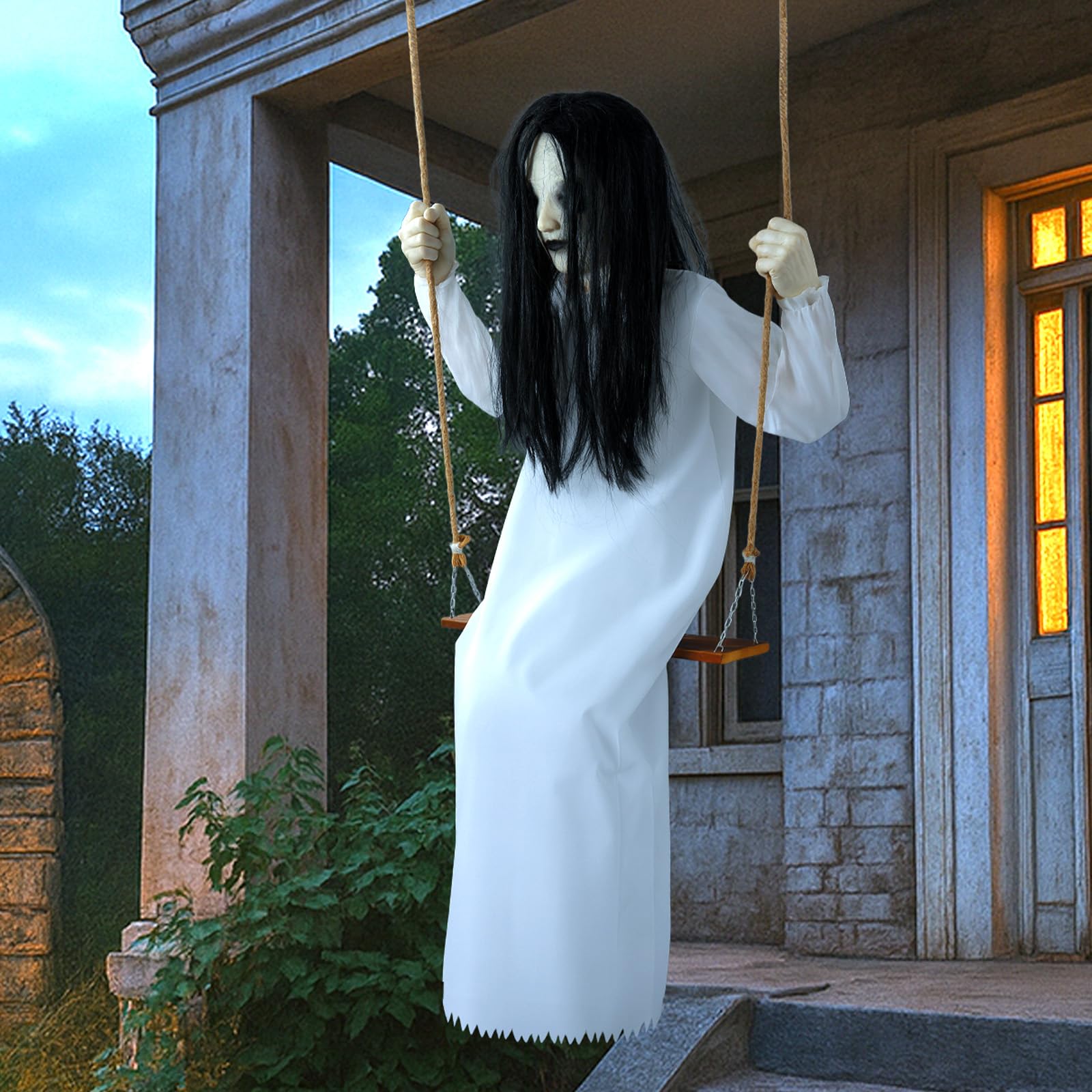GGW Halloween Decorations Outdoor Indoor Haunted Swinging Girl