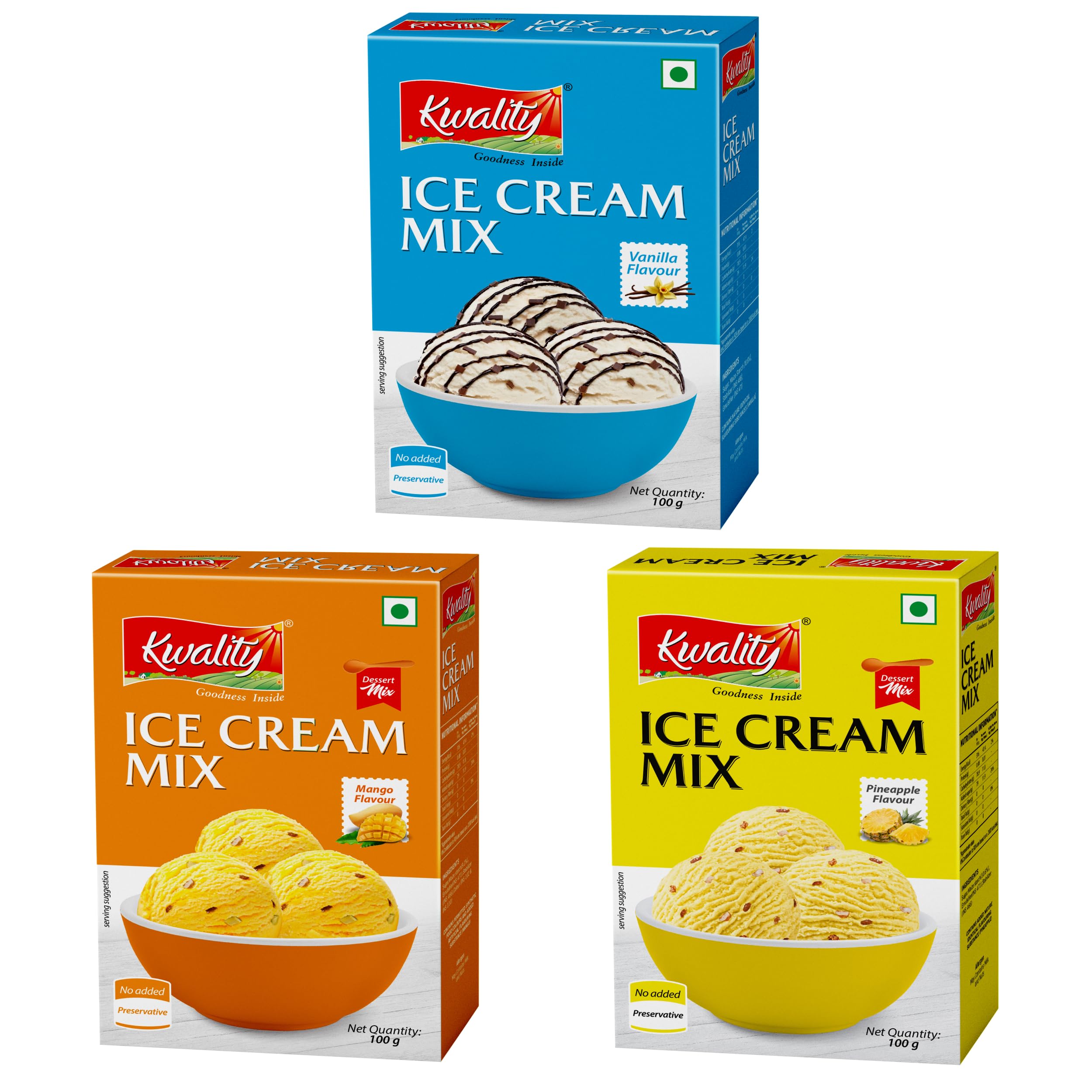 Kwality Combo Ice cream Mix 300g (Pack of 3 * 100g) | Flavors of Vanilla + Mango + Pineapple | Summer Treat Ready Mix | No Preservatives | No Hassle. (B0D2TW6Q86) Amazon Price History, Amazon Price Tracker