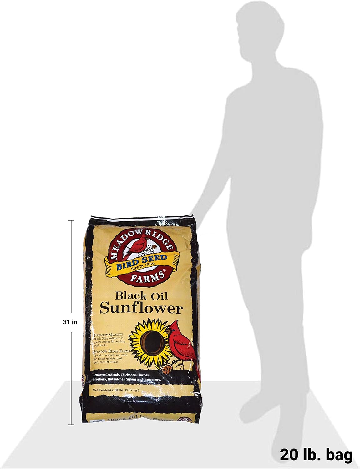 Meadow Ridge Farms Black Oil Sunflower Bird Seed, 20-Pound Bag : Patio, Lawn & Garden