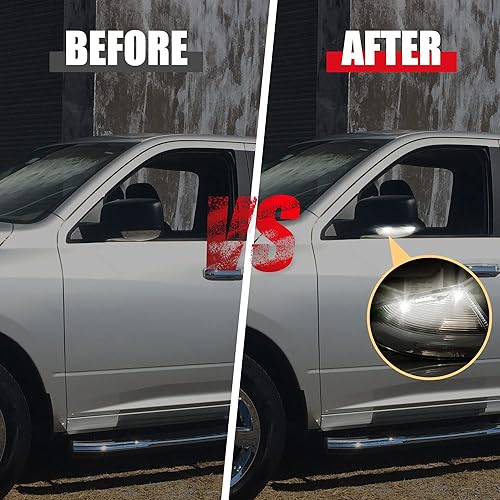 Miniatura 4 de X AUTOHAUX Luz LED de señal de giro del espejo delantero derecho del coche 68064948AA apto para Dodge para Ram 1500 2009-2018 negro