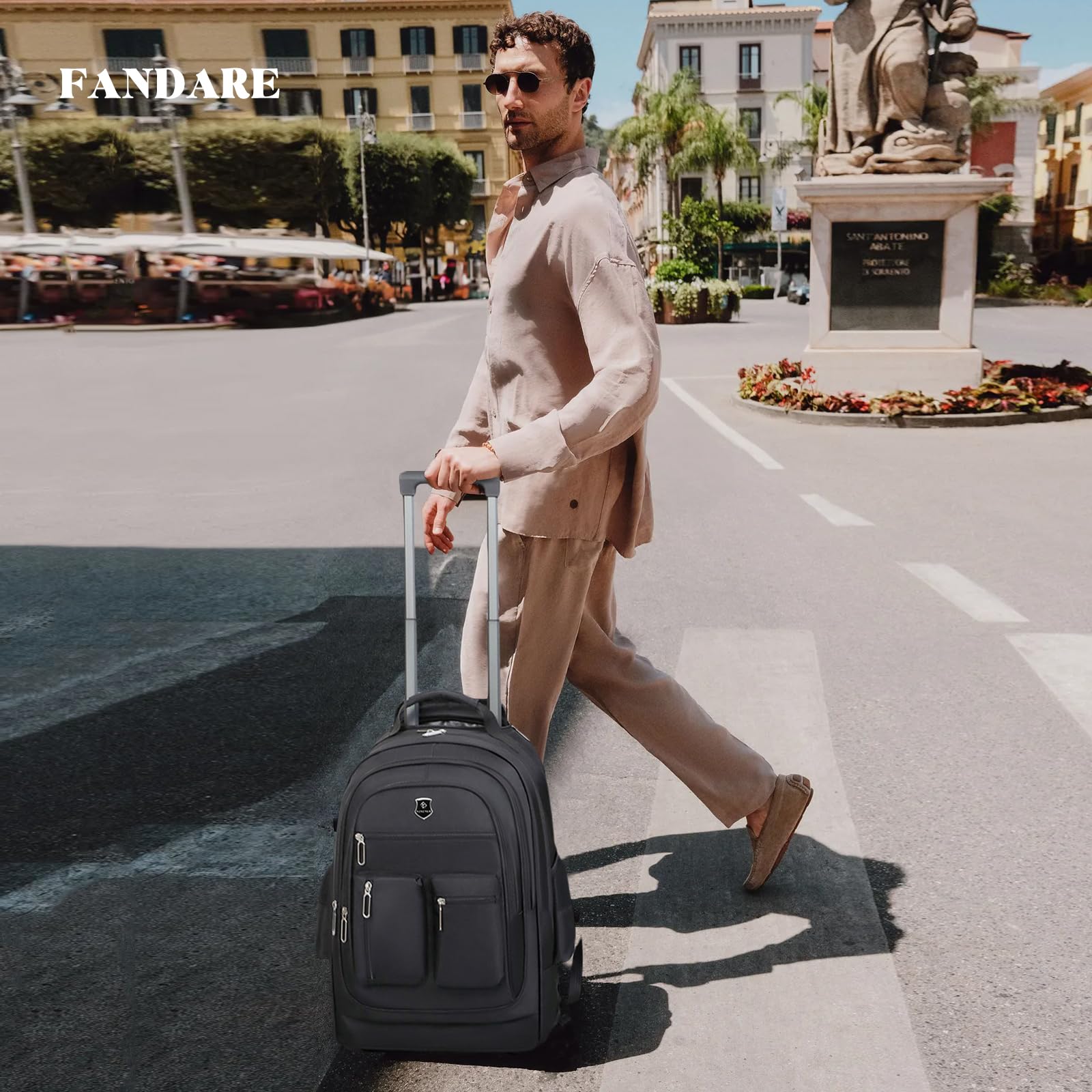 FANDARE Sacoche à roulettes pour Ordinateur Portable 15.6 Pouces Imperméable Trolley Sac de Voyage