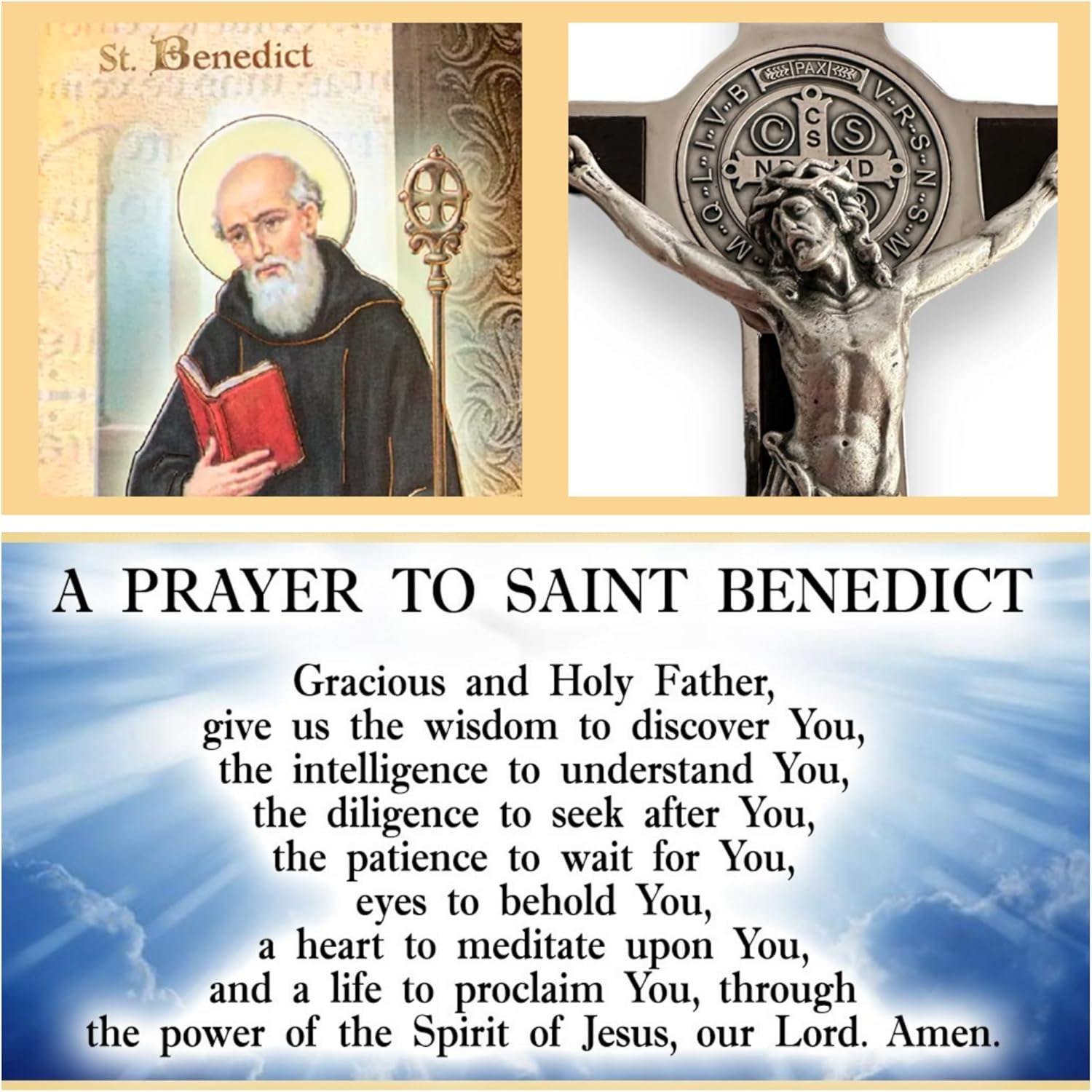 TALISMAN4U St Benedict Crucifix Olive Wood Rosary Beads Catholic Necklace for Men Bronze Saint Benedict Medals Vintage Handmade Rosaries Rosario Catolicos Para Hombre Religious Gift Box & Prayer Card - Image 7